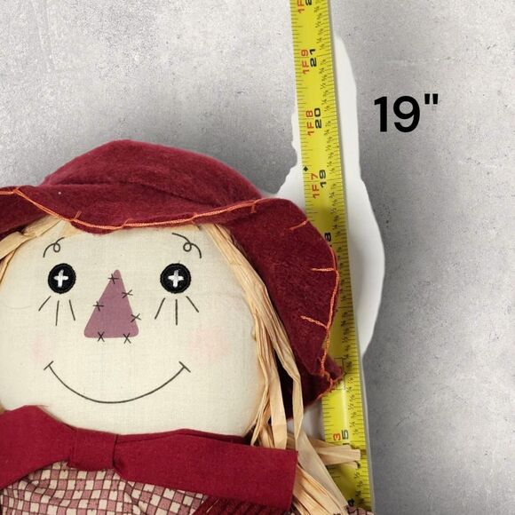 Set of 2 Vintage 21" Scarecrow Dolls Fall Harvest Halloween Porch Decor Cottage - Picture 4 of 4